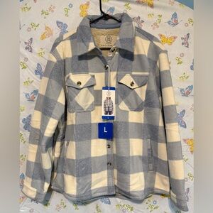 SAGE Women’s Plush Plaid Shirt Jacket Blue Large NWT